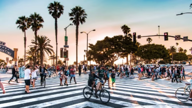 poeple crossing the street