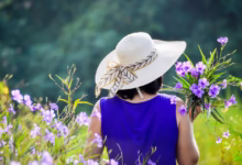 purple dress, purple flowers, girl, woman, lady, female, asian girl, vietnamese girl, flower fields, blooming, sun hat, lady, lady, lady, lady, lady