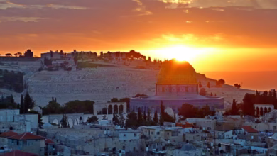 panoramic, sunrise, jerusalem, holy land, mosque, the mount of olives, israel, palestine, morning, east, dawn, the sun, nature, sky, in the morning