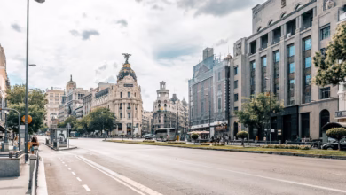 madrid, city, road, sky, clouds, building, nature, urban, capital, street, cars