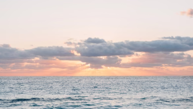 A peaceful sunset over the calming ocean.