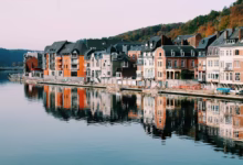 assorted-color of houses near lake