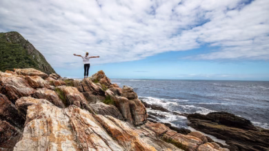 woman, coast, sea, rocky, rock formations, rocky coast, ocean, seascape, horizon, open arms, freedom, nature, cliffs, mountains, landscape, sky, open arms, open arms, open arms, open arms, open arms