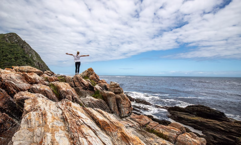 woman, coast, sea, rocky, rock formations, rocky coast, ocean, seascape, horizon, open arms, freedom, nature, cliffs, mountains, landscape, sky, open arms, open arms, open arms, open arms, open arms