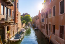 venice, street, water, nature, italy