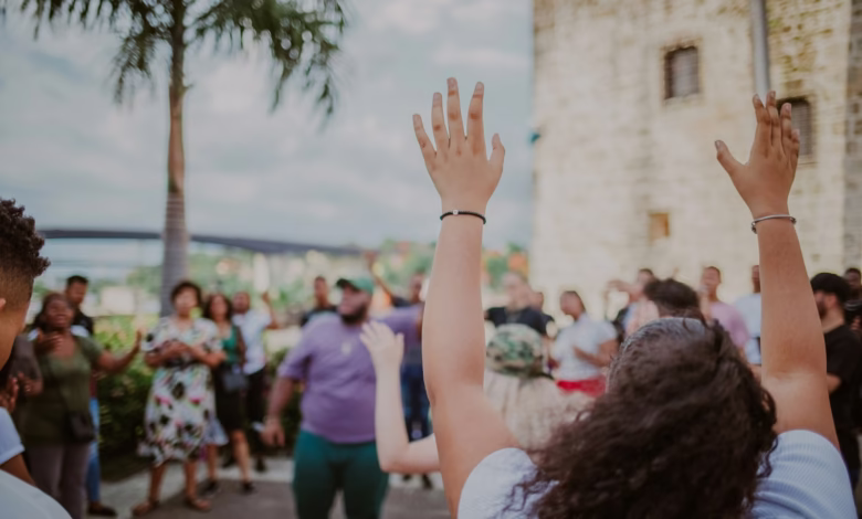 a group of people standing next to each other