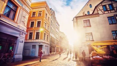 people walking on a street