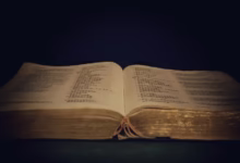 opened book on brown wooden table