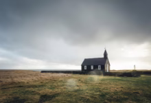 church surrounded by grass