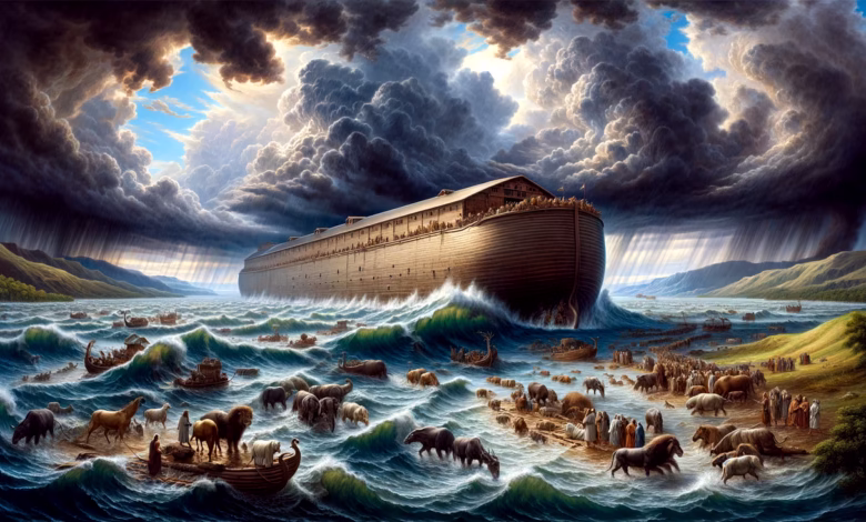ai generated, noah's ark, voyage, great flood, flood, divine, salvation, religion, bible story, noah's ark, noah's ark, flood, flood, flood, flood, flood