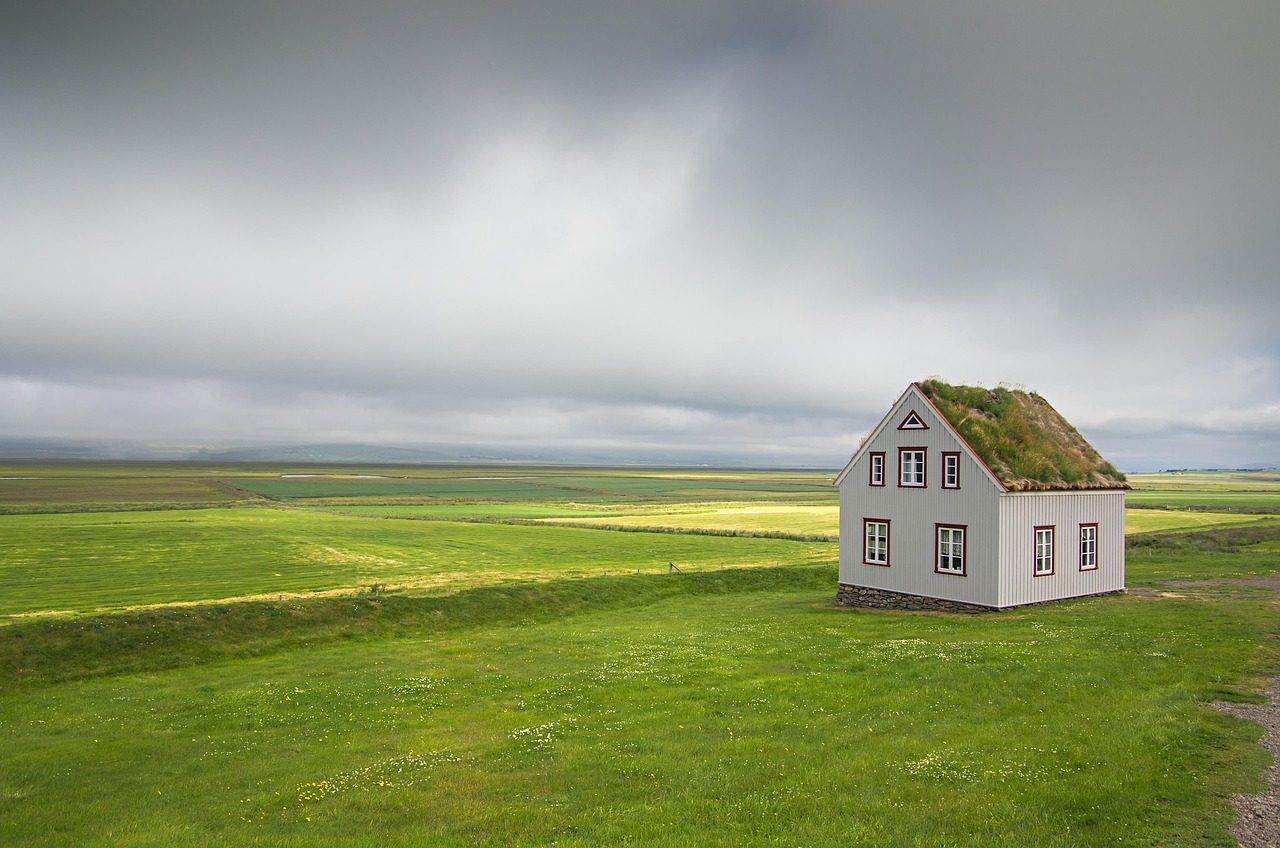 iceland, house, landscape, nature, clouds, countryside, old, grass, wooden, house, house, house, house, house