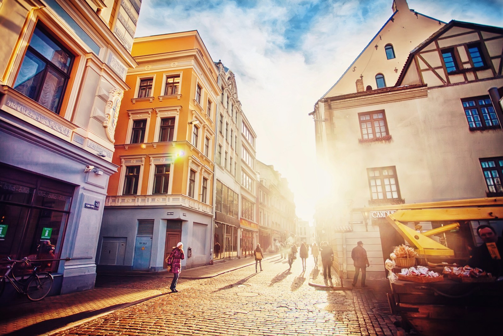 people walking on a street