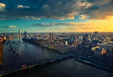 thames, london, river, uk, nature, city, cityscape, aerial view, sunset