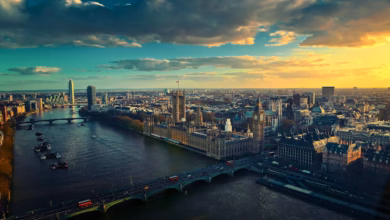 thames, london, river, uk, nature, city, cityscape, aerial view, sunset