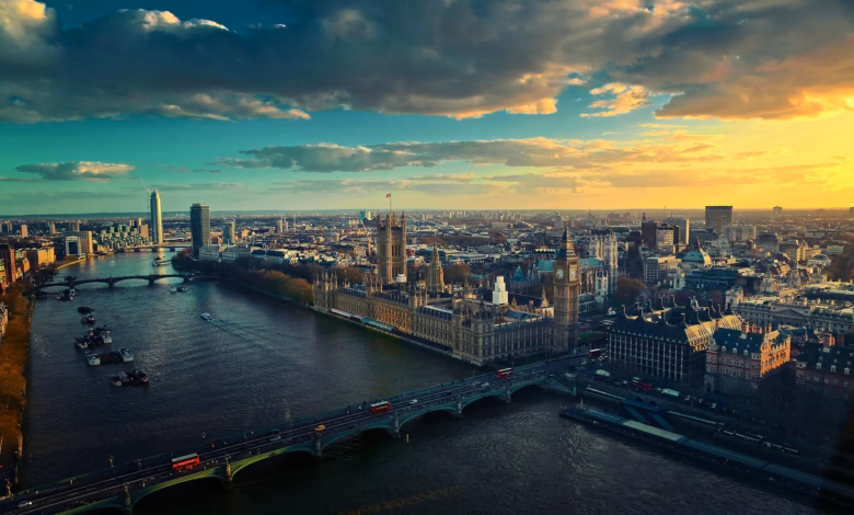 thames, london, river, uk, nature, city, cityscape, aerial view, sunset