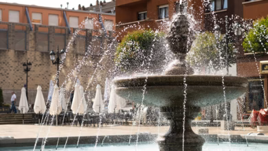 a fountain with water spouting out of it