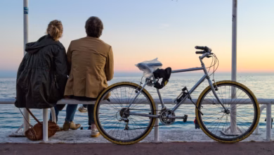 france, provence, bicycle, lovers, people, couple, nature, sunset, sea, beach, waves
