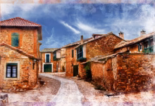 castrillo de los polvazares, red spain village, pencil illustration, sketch, ancient, architecture, astorga, camino, castrillo, country, espana, españa, español, house, leon, medieval, red stone, santiago, spain, spain village, stone, street, traditional, village, way, espana, leon, leon, santiago, spain, spain, spain, spain, spain, spain village