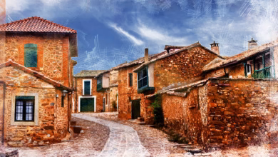 castrillo de los polvazares, red spain village, pencil illustration, sketch, ancient, architecture, astorga, camino, castrillo, country, espana, españa, español, house, leon, medieval, red stone, santiago, spain, spain village, stone, street, traditional, village, way, espana, leon, leon, santiago, spain, spain, spain, spain, spain, spain village